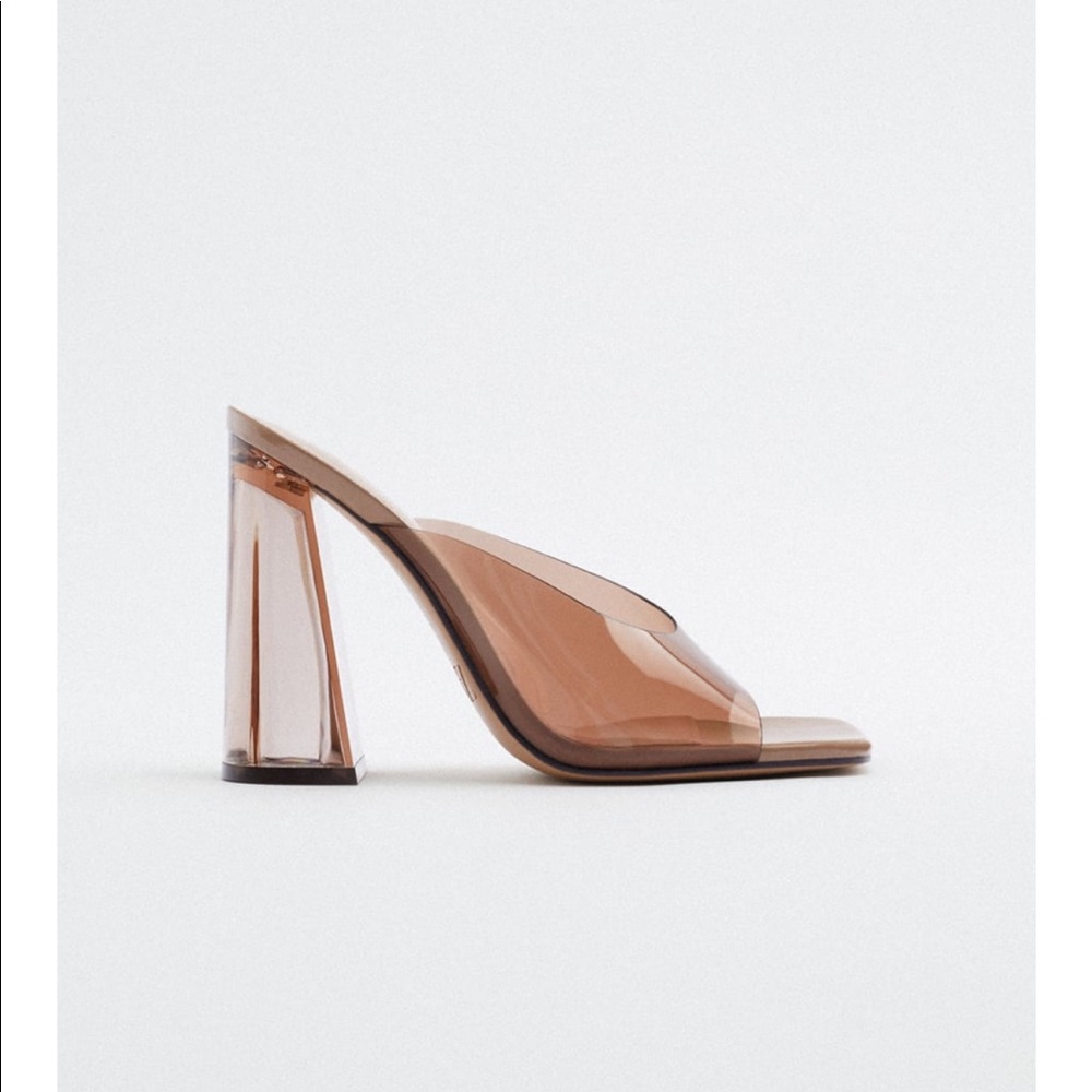 NWT Zara clear vinyl nude block heel | Zara casual sandal | size 6.5 sold out
